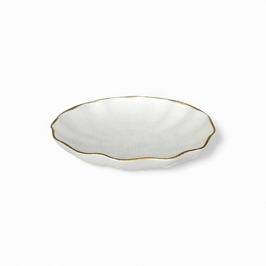 Medium Round Bowl Gold & White