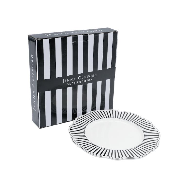 Jenna Clifford Ivory Noir 4 Piece Side Plate Set Black & White