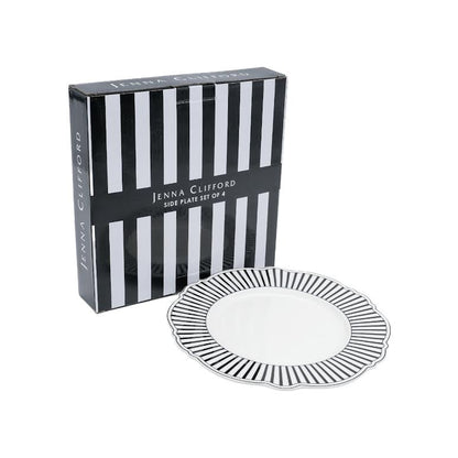 Jenna Clifford Ivory Noir 4 Piece Side Plate Set Black & White