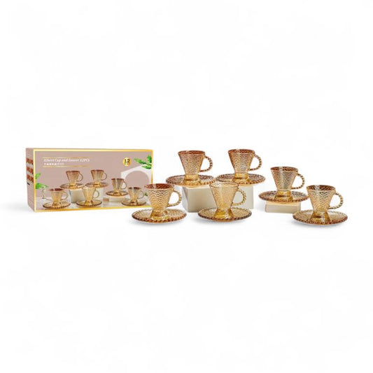 Kitchen Life 12 Piece Cup & Saucer Set Gold
