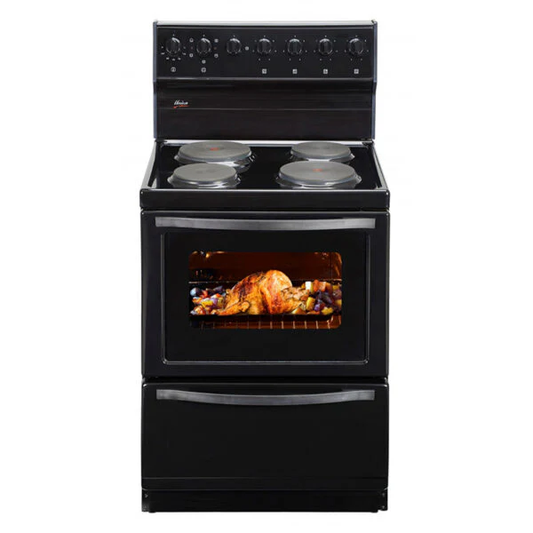 Univa 4 Plate Solid Stove with Warmer Black