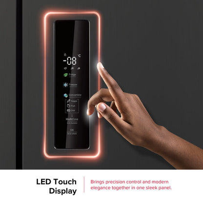 Defy 601L A++ Multidoor Side-by-Side Fridge Grey