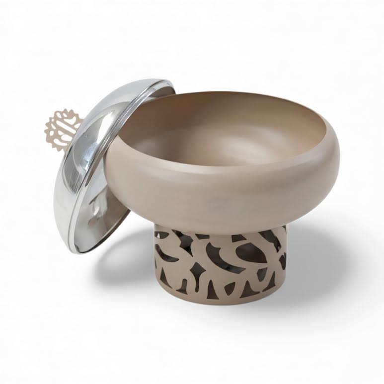 800ml Sugar Bowl Beige & Stainless Steel