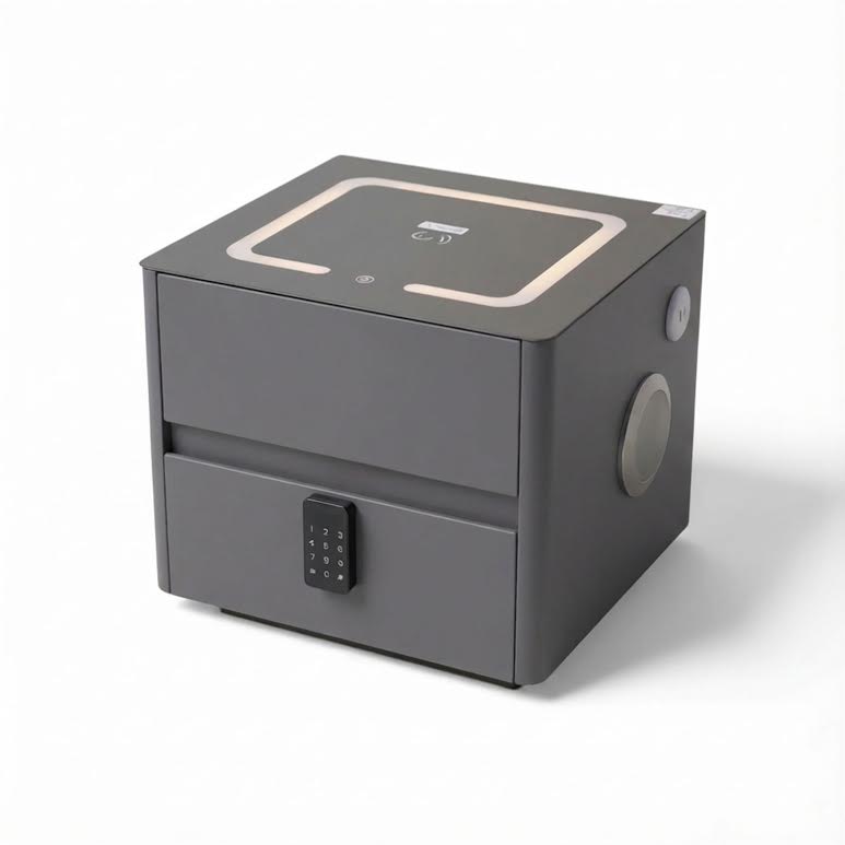 Side Pedestal with Safe & Wireless Charging Dark Grey