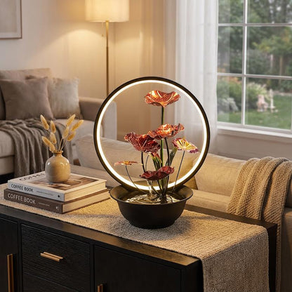 Water Feature with Rocks & LED Ring Multicoloured