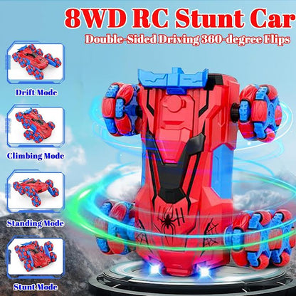 RC Spiderman Design Stunt Car Blue & Red