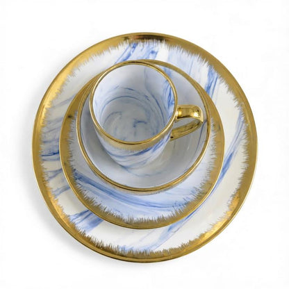 16 Piece Marble Design Dinner Set Multicoloured