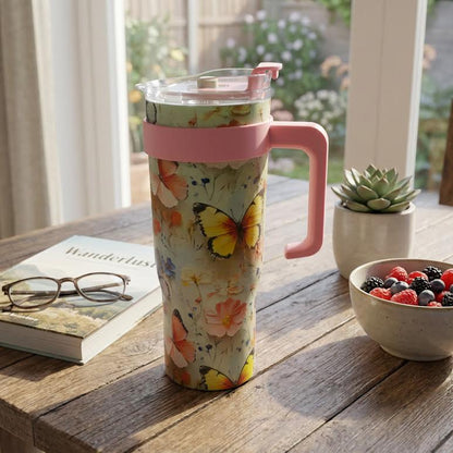 1.2Lt Stainless Steel Butterfly Design Flask Multicoloured