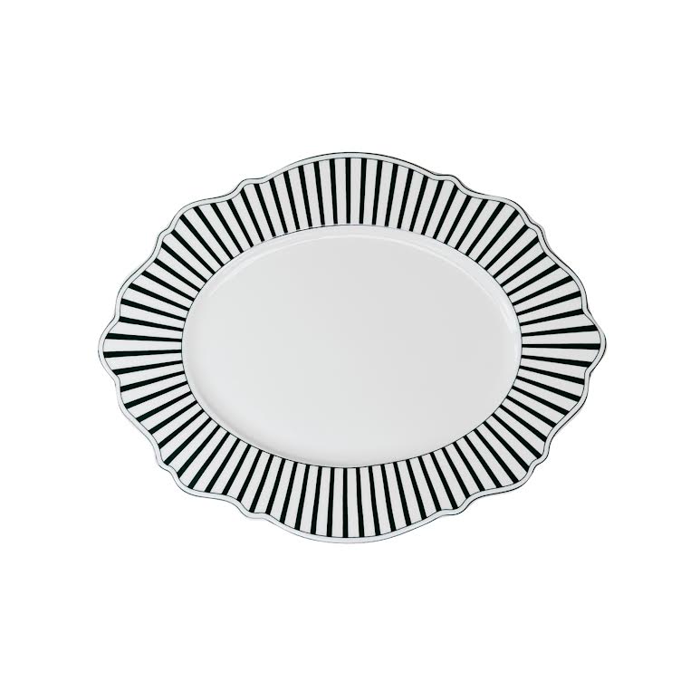 Jenna Clifford Ivory Noir 35cm Oval Platter Black & White