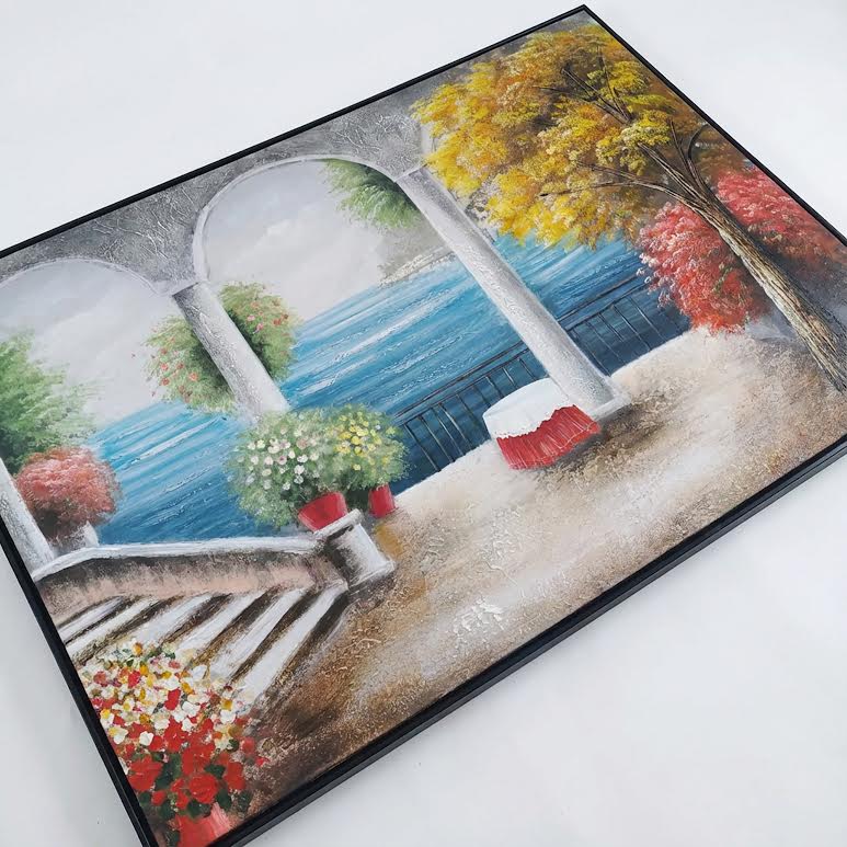 80 x 120cm Mediterranean-style Landscape Painting Multicoloured