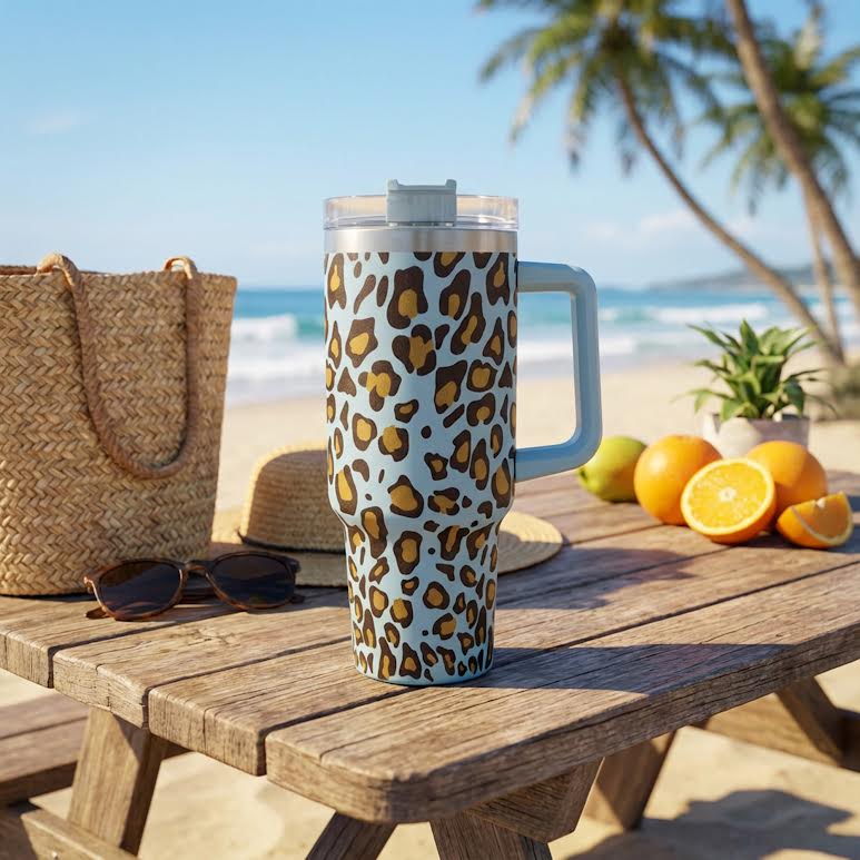 1.2Lt Stainless Steel Animal Print Flask Blue