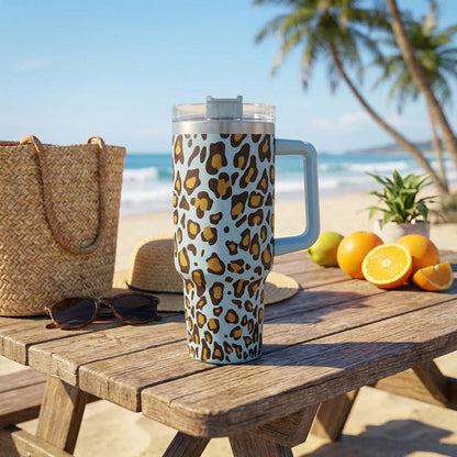 1.2Lt Stainless Steel Animal Print Flask Blue