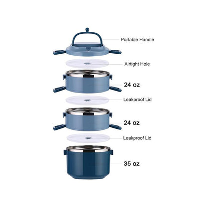 Stackable 3 Tier Lunch Box Blue