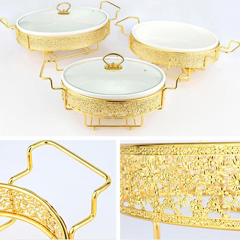 2Lt Ceramic Chafing Dish Gold
