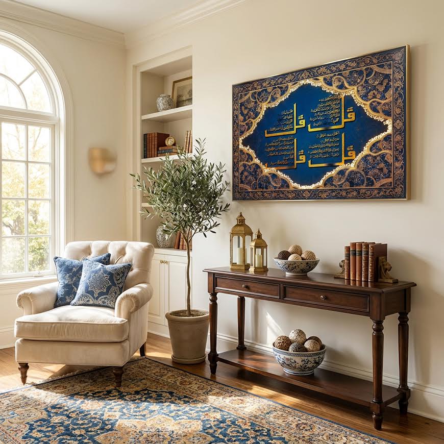 LED 90 x 150cm Four Qul Islamic Calligraphy Frame Multicoloured