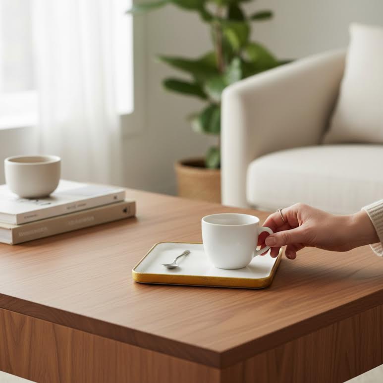 Rimmed Side Plate Gold & White