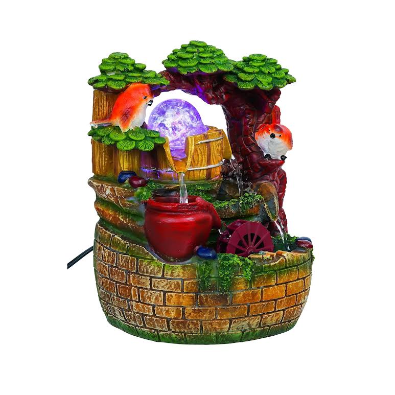 Bird Design Tabletop Indoor Water Fountain Multicoloured