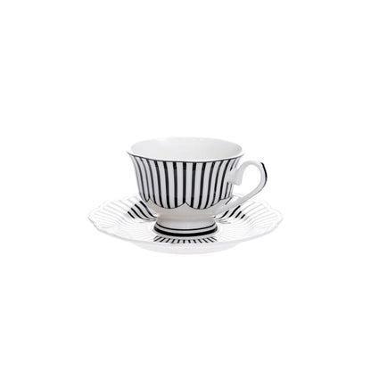 Jenna Clifford Ivory Noir 4 Piece Cup & Saucer Set Black & White