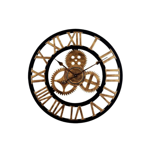 Vintage Industrial 40cm Silent Quartz Wall Clock Gold