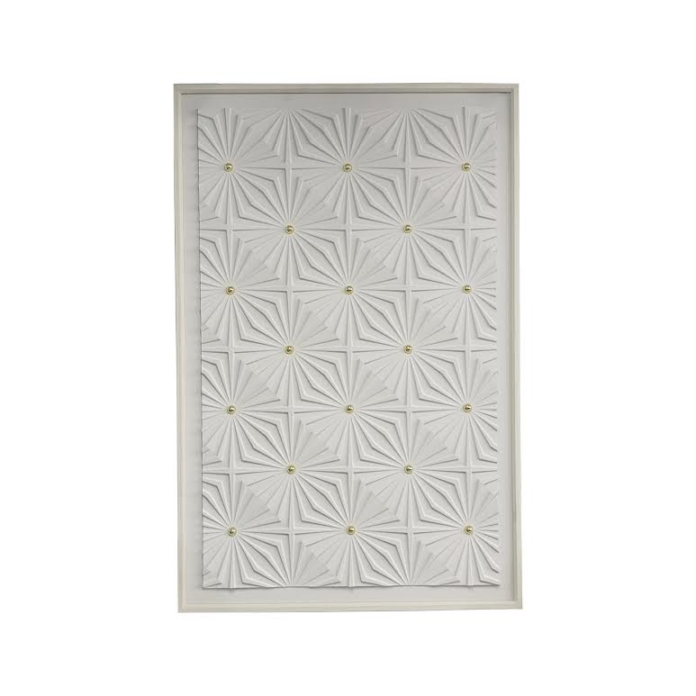 80 x 120cm 3D Painting with Gold Accents White