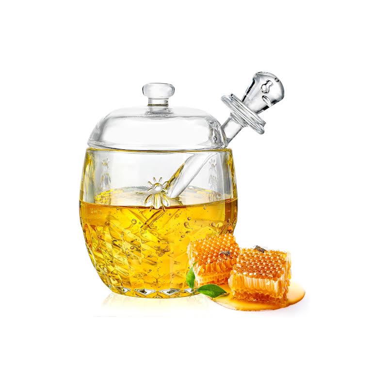 Honey Pot with Dipper & Lid Clear
