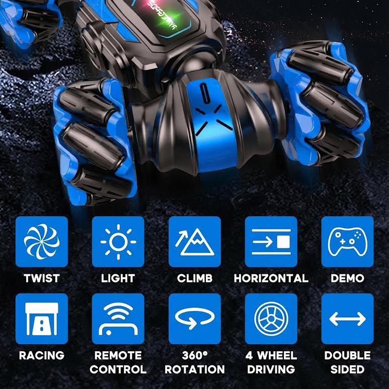 RC Stunt Car with Lights Black & Blue