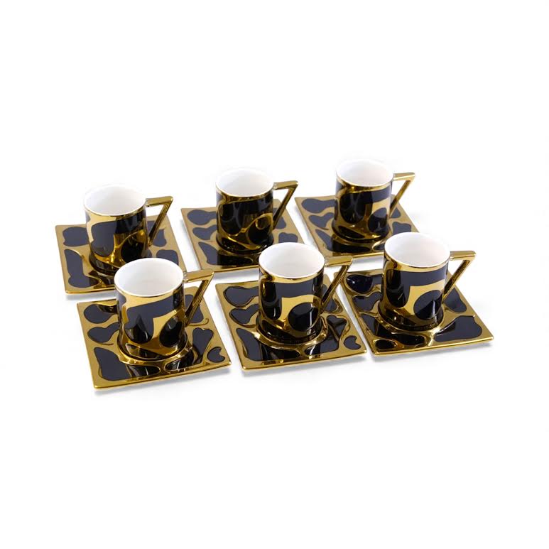 12 Piece Espresso Set Black & Gold