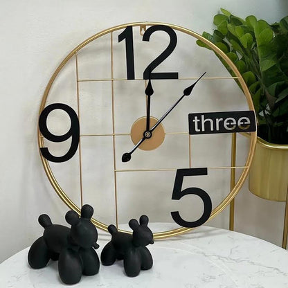 60cm Wall Clock Black & Gold
