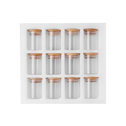 12 Piece Canister Set with Bamboo Lids Clear Round
