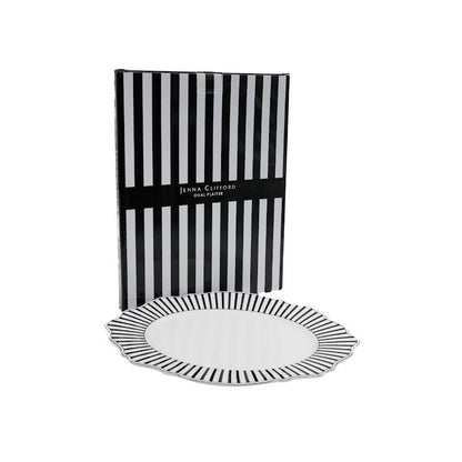 Jenna Clifford Ivory Noir 35cm Oval Platter Black & White
