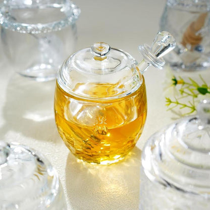 Honey Pot with Dipper & Lid Clear