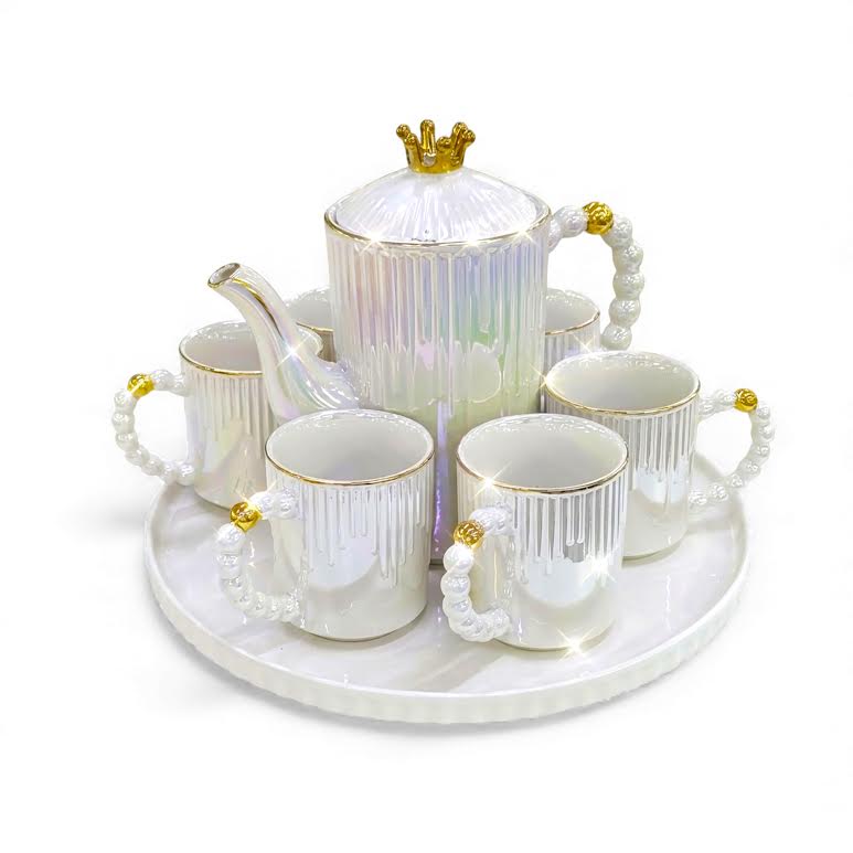 8 Piece Tea Set White