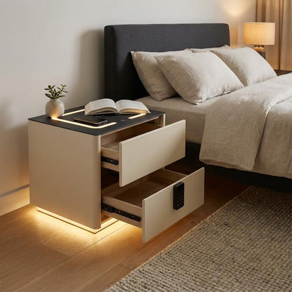 Side Pedestal with Safe & Wireless Charging Cream