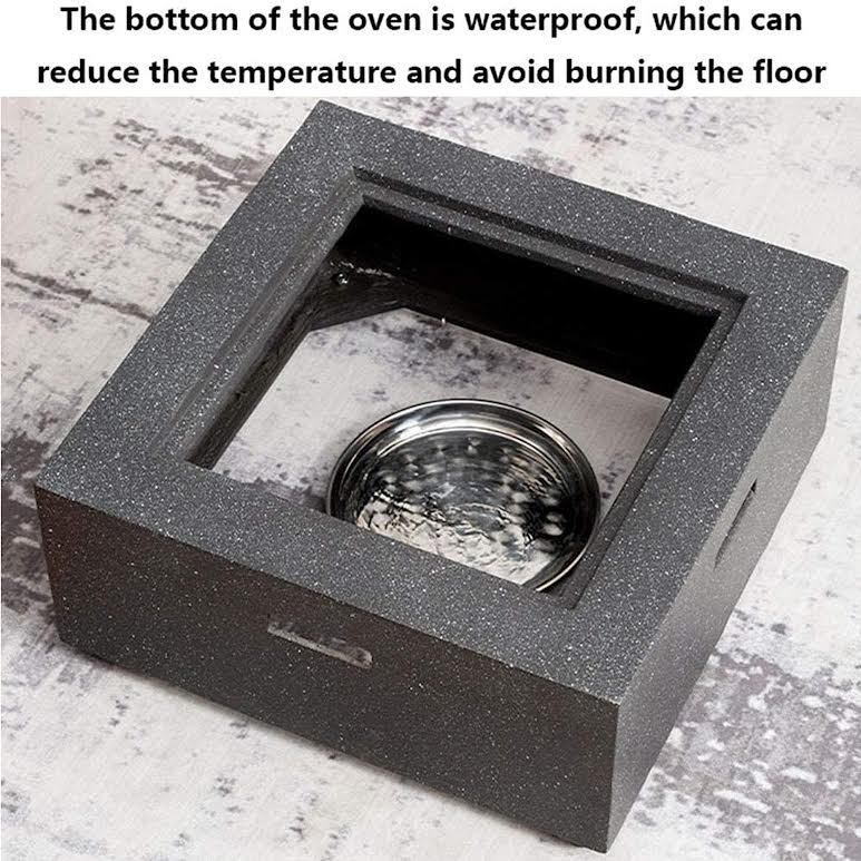 Square Outdoor Fire Pit with BBQ Grill Shelf Grey