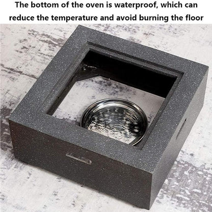 Square Outdoor Fire Pit with BBQ Grill Shelf Grey