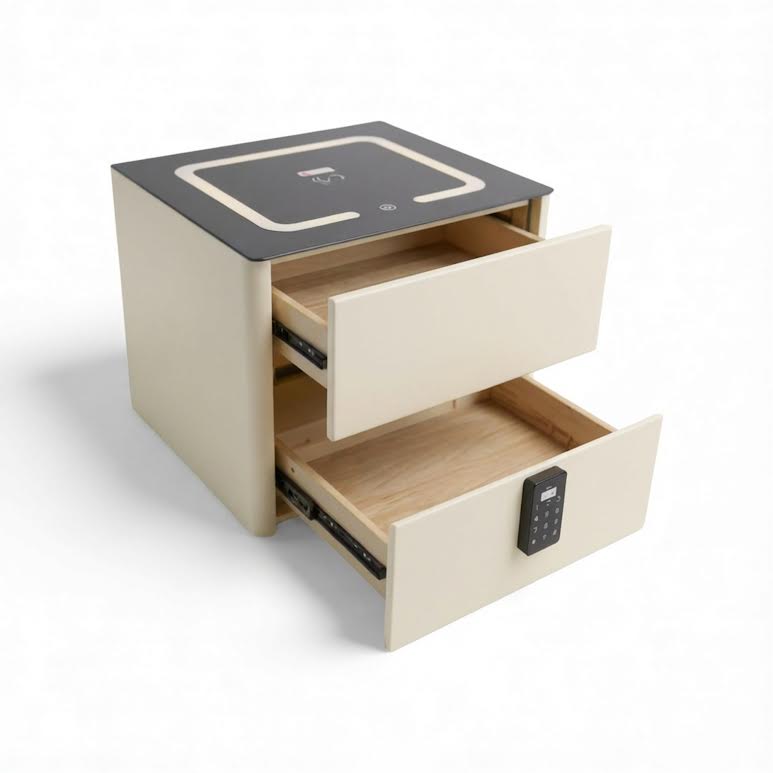 Side Pedestal with Safe & Wireless Charging Cream