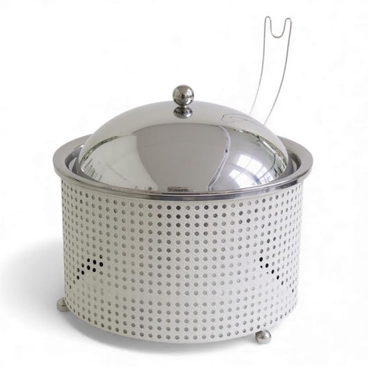 Extra Large Chafing Dish with Mesh Design White & Stainless Steel