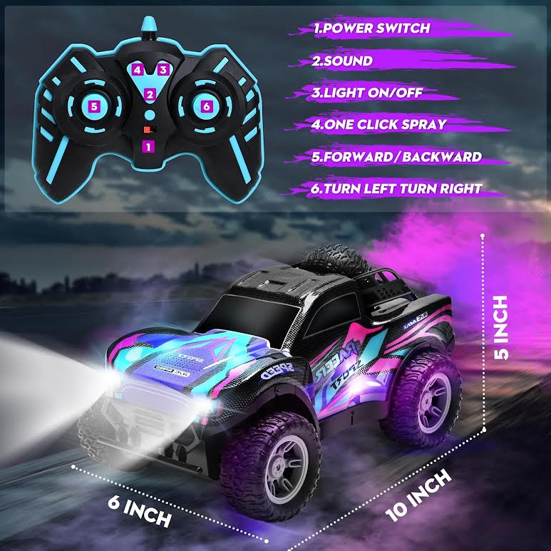 RC All Terrain Rechargeable Remote Control Double Spray Truck Multicoloured