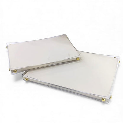 2 Piece Acrylic & Leather Tray Cream