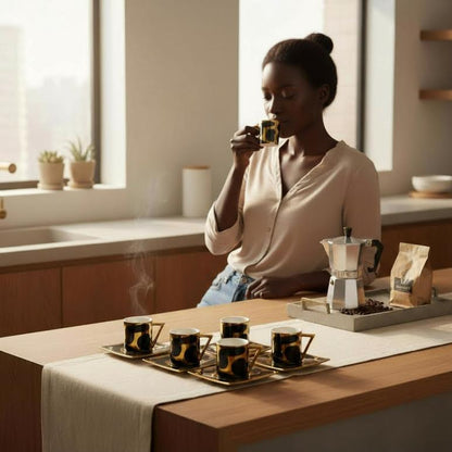 12 Piece Espresso Set Black & Gold