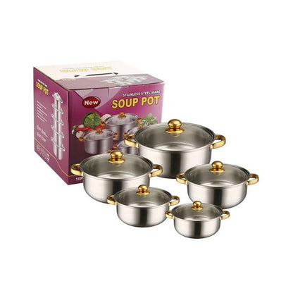 10 Piece Stainless Steel Soup Pot Set Silver