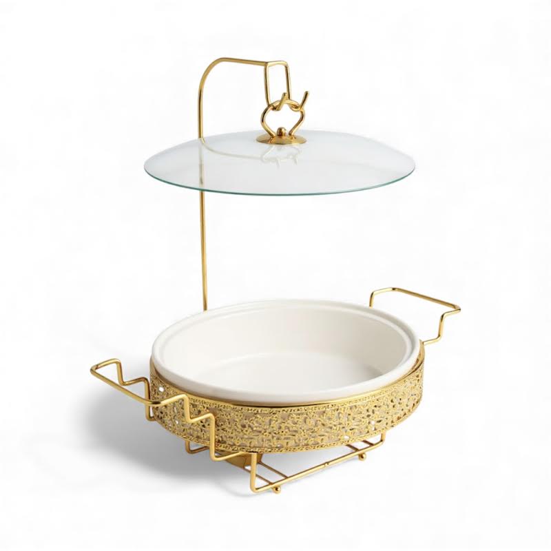 2Lt Ceramic Chafing Dish Gold