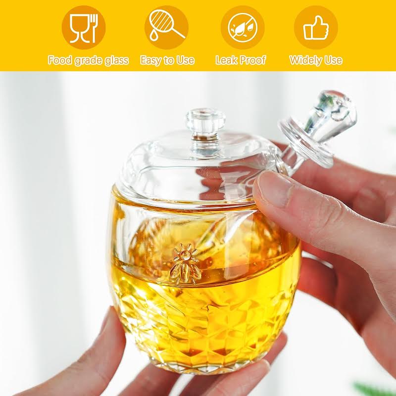 Honey Pot with Dipper & Lid Clear