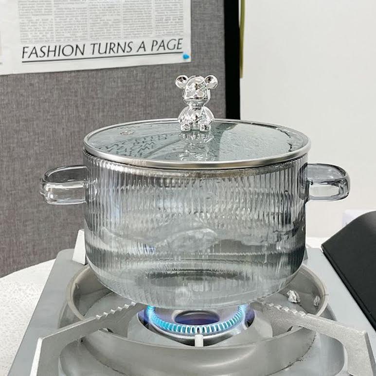 Borosilicate Glass Fluted Stovetop Pot Clear