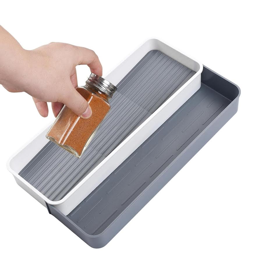 Aqua Expandable Spice Draw Organiser Tray Grey