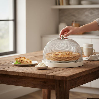 Cake Stand with Mesh Dome Cream