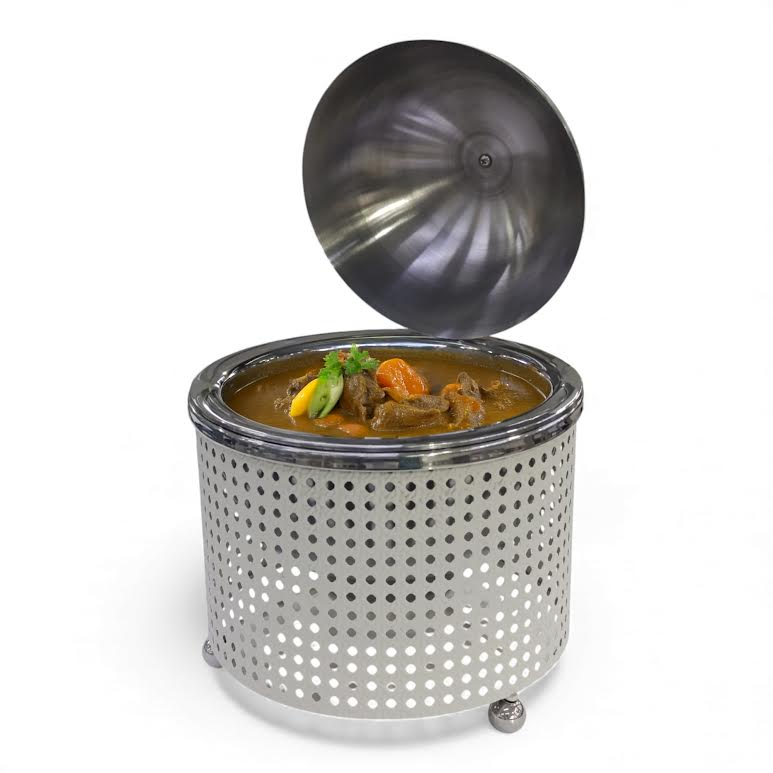 2.5Lt Chafing Dish with Mesh Design White & Stainless Steel