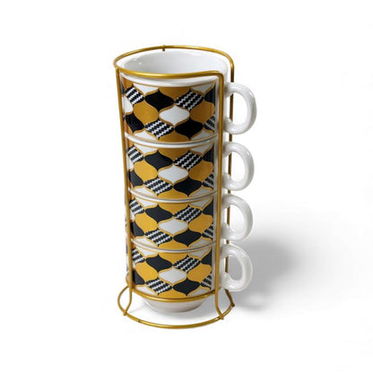 5 Piece Ceramic Cup Stand Multicoloured