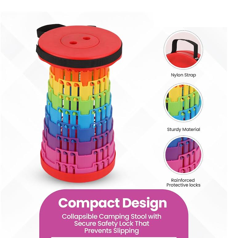 Collapsible Telescopic Folding Stool Multicoloured