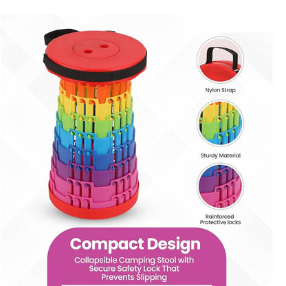 Collapsible Telescopic Folding Stool Multicoloured